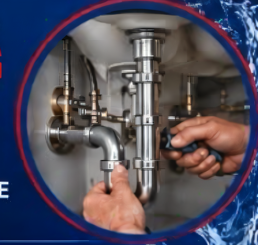 Professional under-sink plumbing installation